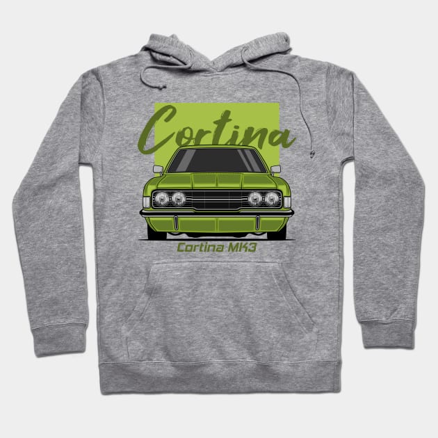 Front Green Cortina MK3 Classic Hoodie by GoldenTuners